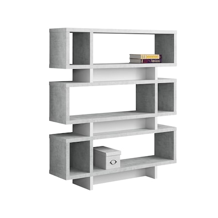 Monarch Specialties Bookshelf, Bookcase, Etagere, 4 Tier, 55"H, Office, Bedroom, Laminate, Grey, White, Contemporary I 7532